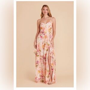 Birdie Grey Coral Sunset Peonies Bridesmaid Dress